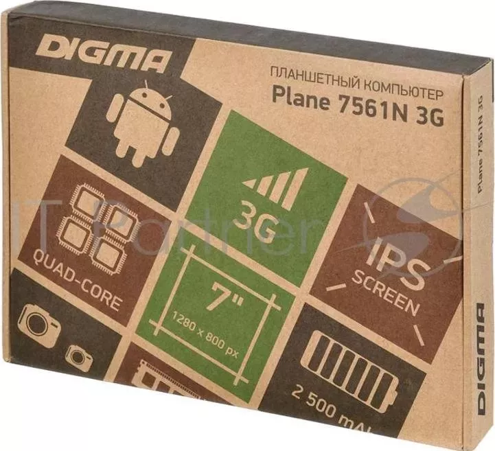 Планшет DIGMA Plane 7561N 3G MT8321 1.3 4C/RAM1Gb/ROM16Gb 7" IPS 1280x800/3G/Android 7.0/черный/2Mpix/0.3Mpix/BT/GPS/WiFi/Touch/microSD 64Gb/minUSB/2500mAh