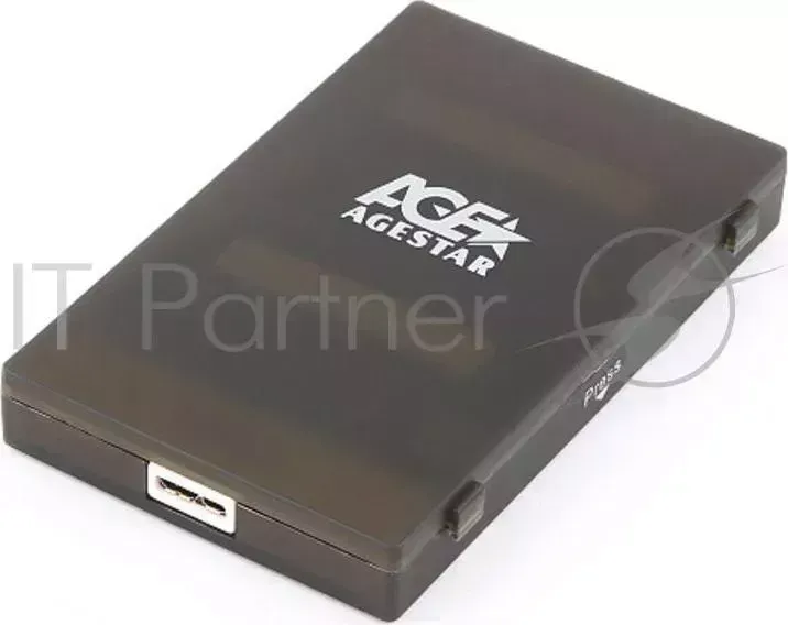 Корпус AGESTAR 3UBCP1 6G BLACK USB 3.0, пластик, черный, безвинтовая конструкция