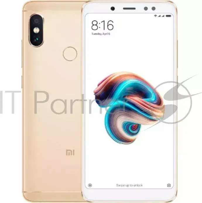 Смартфон XIAOMI Redmi Note 5 Gold, 5,99" 2160x1080, 1.8GHz, 8 Core, 3GB RAM, 32GB, up to 128GB flash, 12Mpix+5Mpix/13Mpix, 2 Sim, 2G, 3G, LTE, IRDA, B