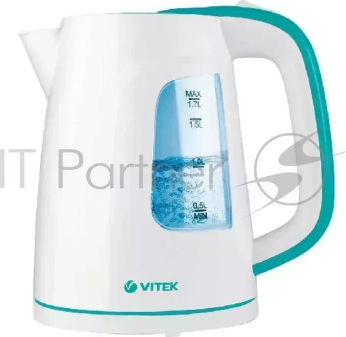 Чайник электрический VITEK VT 7022 1.7л. 2200Вт белый/бирюзовый корпус: пластик