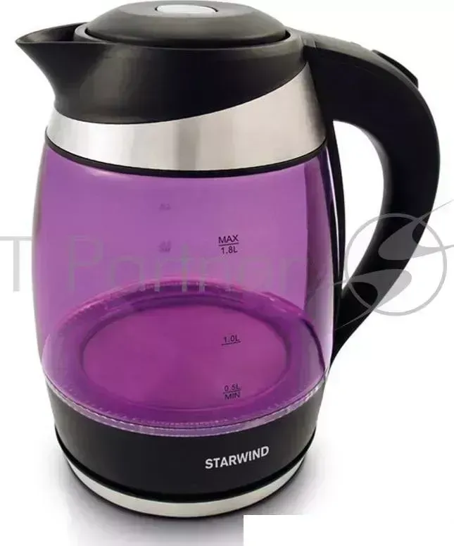 Чайник электрический STARWIND SKG2217 1.8л. 2200Вт фиолетовый/черный корпус: стекло