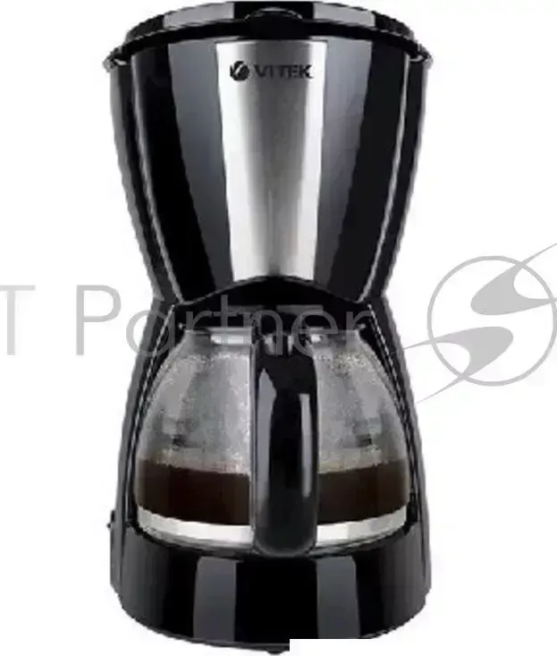 Кофеварка VITEK VT-1503 BK Капельная. Мощность 900Вт. Материал корпуса Пластик + сталь. Объем 1,2л. Индикатор уровня воды. Индикация включения. Плита BK + автоподогрева. Противокапельная система.