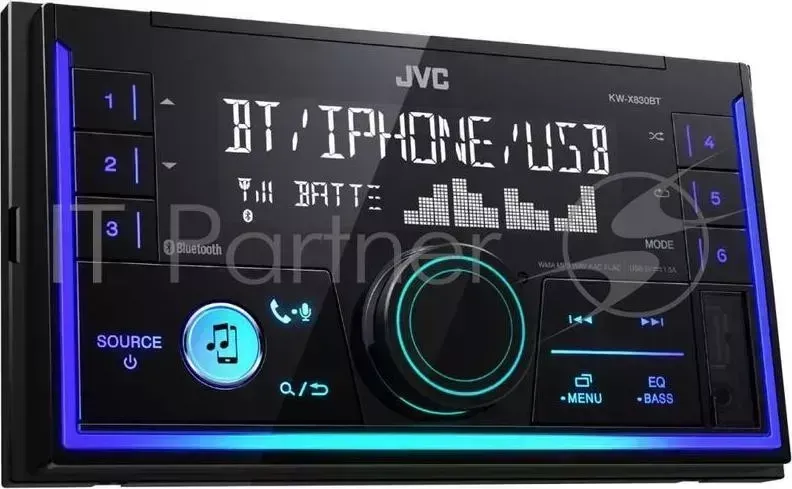 Автомагнитола JVC KW X830BT USB/Bluetooth ресивер с поддержкой FLAC 24 бит/96 КГц, Изменяемая подсветка, Таймер на включение радиопрограммы однократно, ежедневно или еж