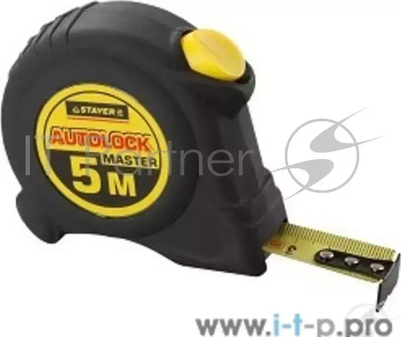 Рулетка STAYER "AUTOLOCK", корпус с резиновым напылением, автостоп, 5мх25мм 2 34126 05 25 z01