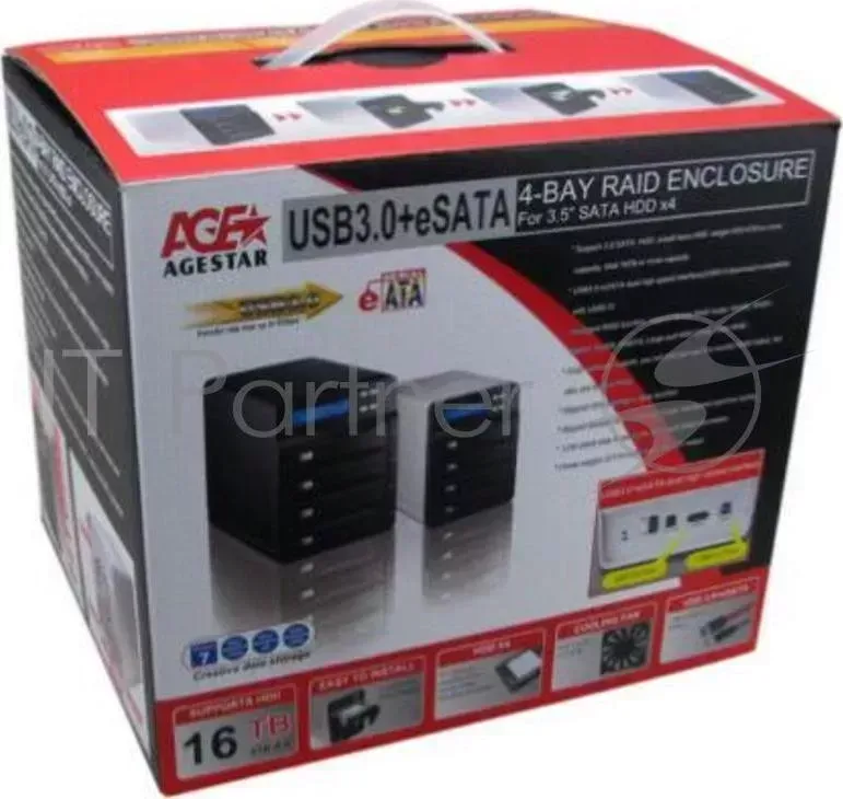 Внешний корпус для HDD AGESTAR 3C4B3A SATA II алюминий черный LCD 3.5"