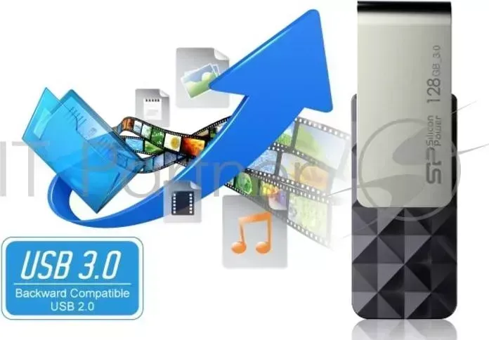 Флеш Диск SILICON POWER 128Gb Blaze B30 SP128GBUF3B30VSK USB3.0 черный