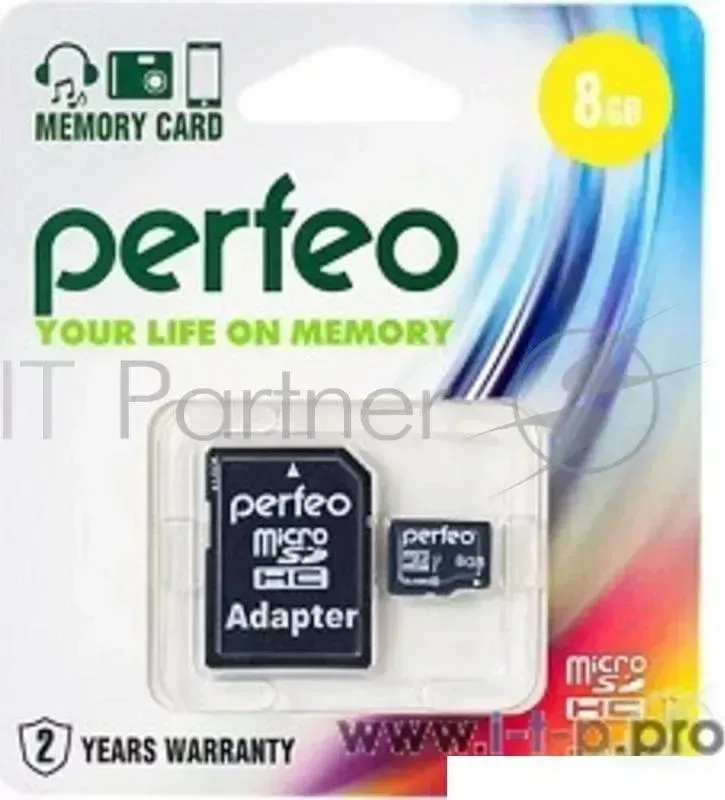 Флэш карта VS (PERFEO) Micro SecureDigital 8Gb Perfeo PF8GMCSH10A MicroSDHC Class 10, SD adapter