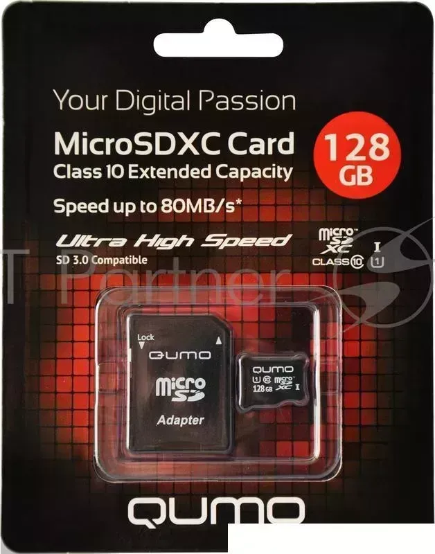 Флэш карта QUMO QM128GMICSDXC10U1 MicroSDXC Class 10 UHS I, SD adapter Micro SecureDigital 128Gb { 10 -I, SD }