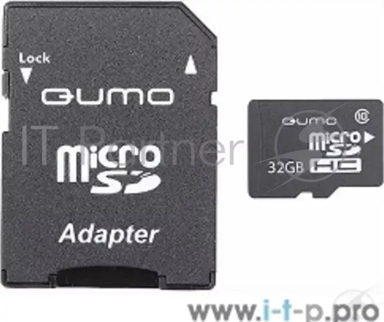 Флэш карта QUMO QM32GMICSDHC10U1 MicroSDHC Class 10 UHS I, SD adapter Micro SecureDigital 32Gb { 10 -I, SD }