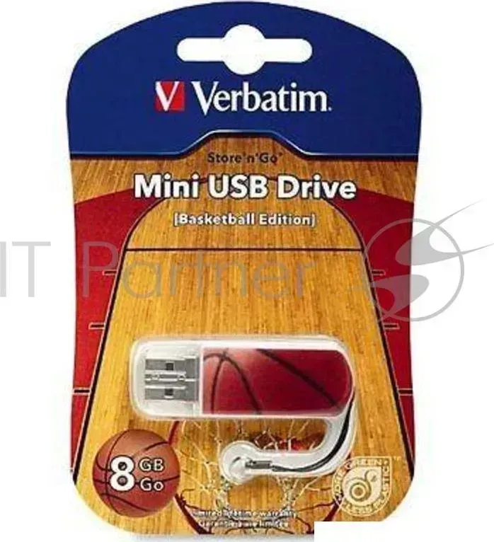 Флеш накопитель 8GB VERBATIM Mini Sport Edition, USB 2.0, Баскетбол
