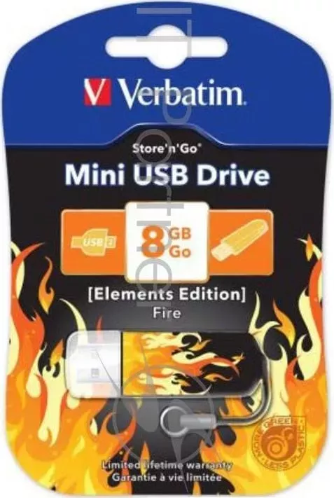 Флеш Диск VERBATIM 8Gb Store n Go Mini Elements Fire 98158 USB2.0 оранжевый/рисунок