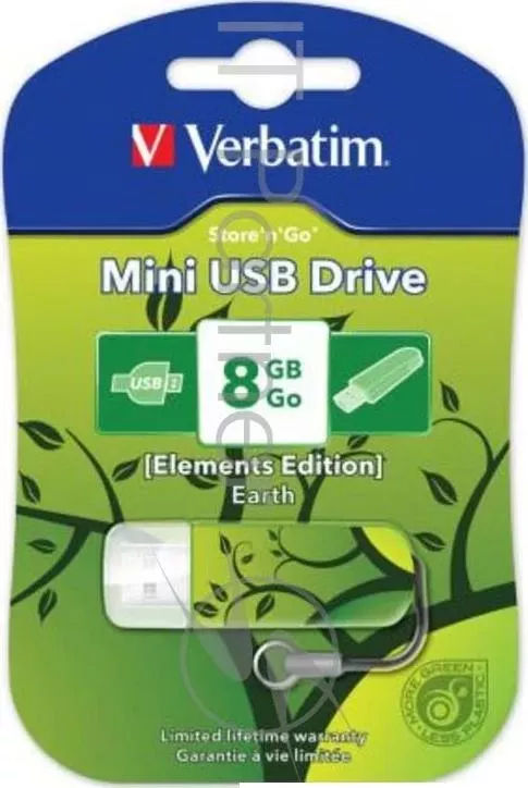 Флеш Диск VERBATIM 8Gb Store n Go Mini Elements Earth 98160 USB2.0 зеленый/рисунок