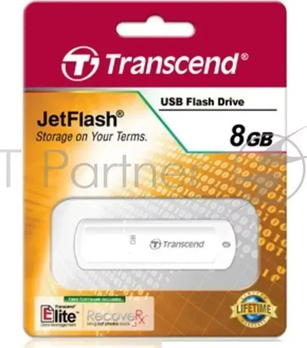 Флеш Диск TRANSCEND 8Gb Jetflash 370 TS8GJF370 USB2.0 белый