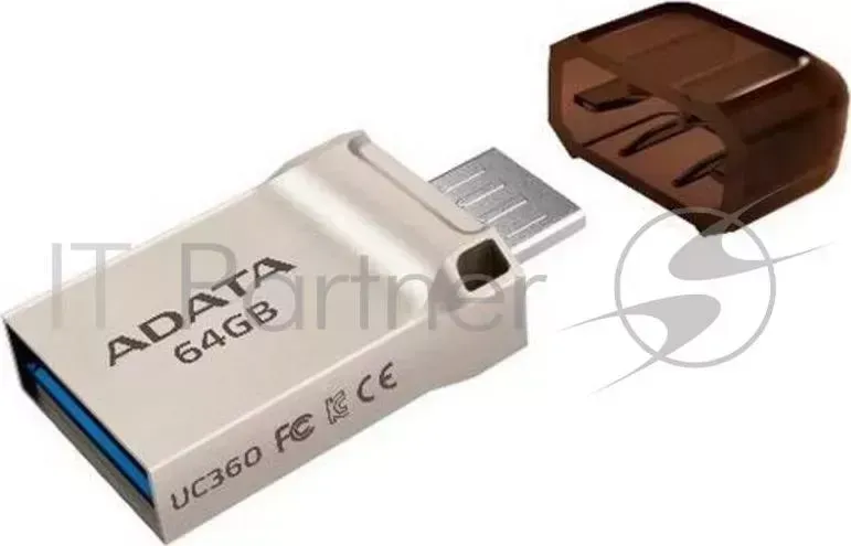 Флеш накопитель 64GB ADATA DashDrive UC360 OTG, USB 3.1/MicroUSB, Золотой