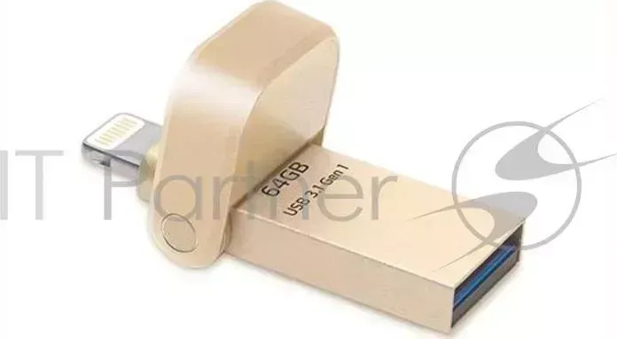 Флеш накопитель 64GB ADATA i-Memory AI920, USB 3.1/Lightning, Gold
