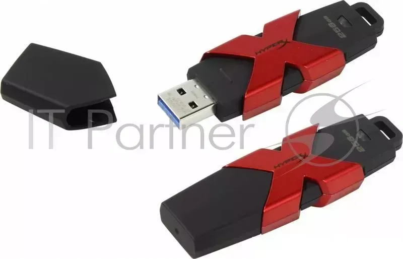 Флеш Диск KINGSTON 256Gb HyperX Savage HXS3/256GB USB3.1 черный/красный