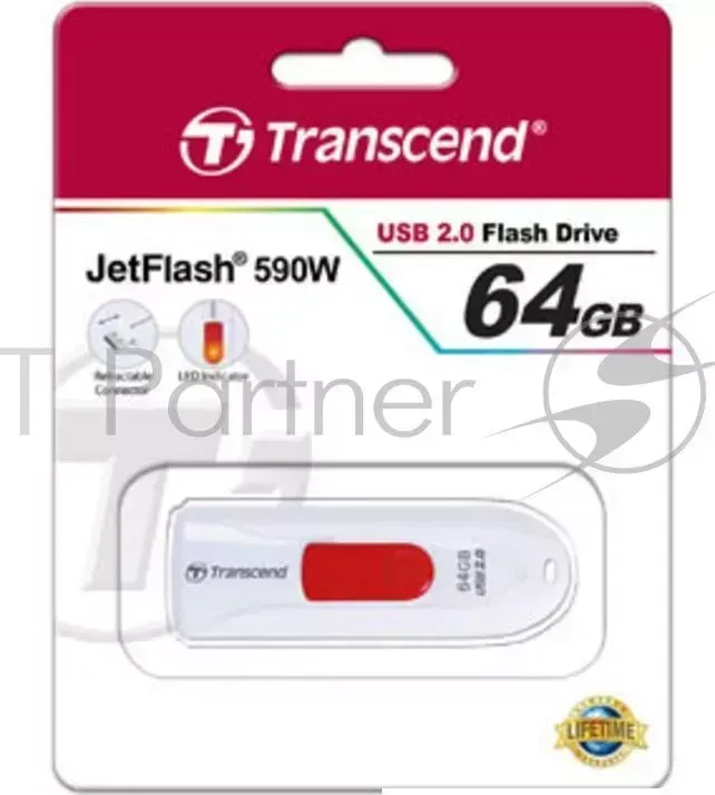 Флеш Диск TRANSCEND 64Gb Jetflash 590 USB2.0 белый