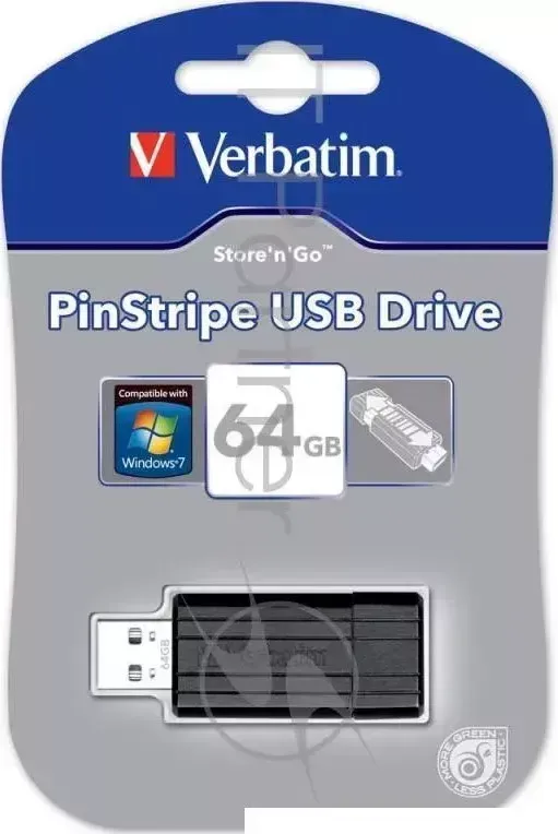 Флеш Диск VERBATIM 64Gb PinStripe 49065 USB2.0 черный