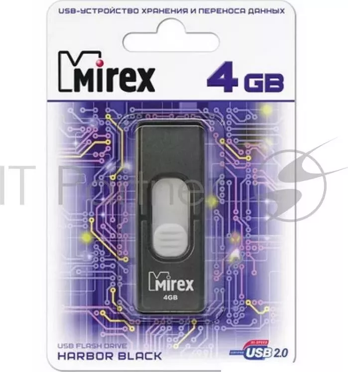 Флеш Диск MIREX 4GB Harbor, USB 2.0, Черный