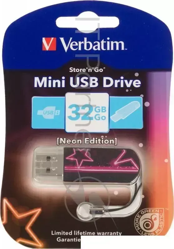 Флеш Диск VERBATIM 32Gb Mini Neon Edition 49390 USB2.0 розовый/рисунок