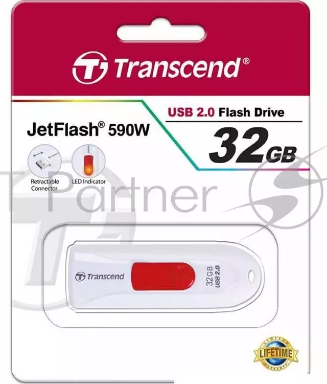 Флеш Диск TRANSCEND 32Gb Jetflash 590 TS32GJF590W USB2.0 белый