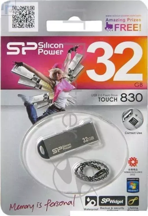 Флеш Диск SILICON POWER 32Gb Touch 830 SP032GBUF2830V1S USB2.0 серебристый