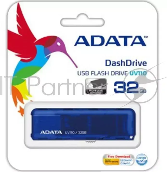 Флеш Диск AData 32Gb UV110 AUV110-32G-RBL USB2.0 голубой
