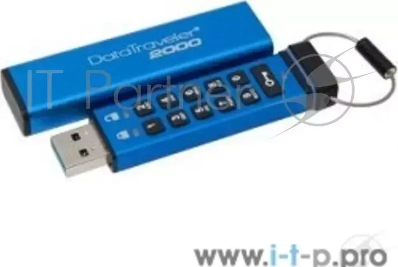 Флеш Диск 16GB KINGSTON DataTraveler 2000 USB 3.0, кнопочное шифрование, Бирюзовый