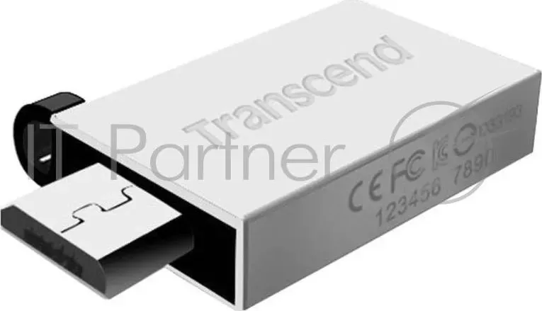 Флеш Диск TRANSCEND 16Gb On-the-Go (OTG) TS16GJF380S USB2.0 серебристый