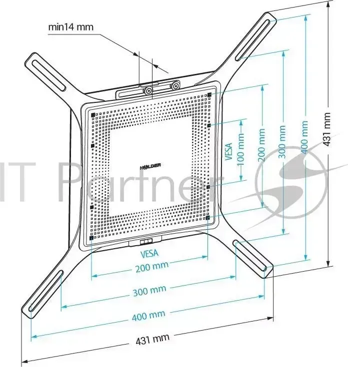 "Кронштейн для телевизора HOLDER LCD F4801 черный 32"" 65"" макс.40кг настенный ультраплоский"