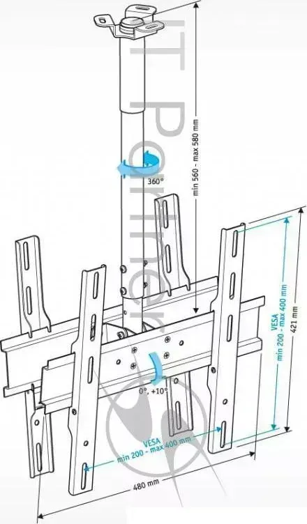 Кронштейн для телевизора HOLDER PR 102 B черный 32" 65" макс.90кг потолочный фиксированный