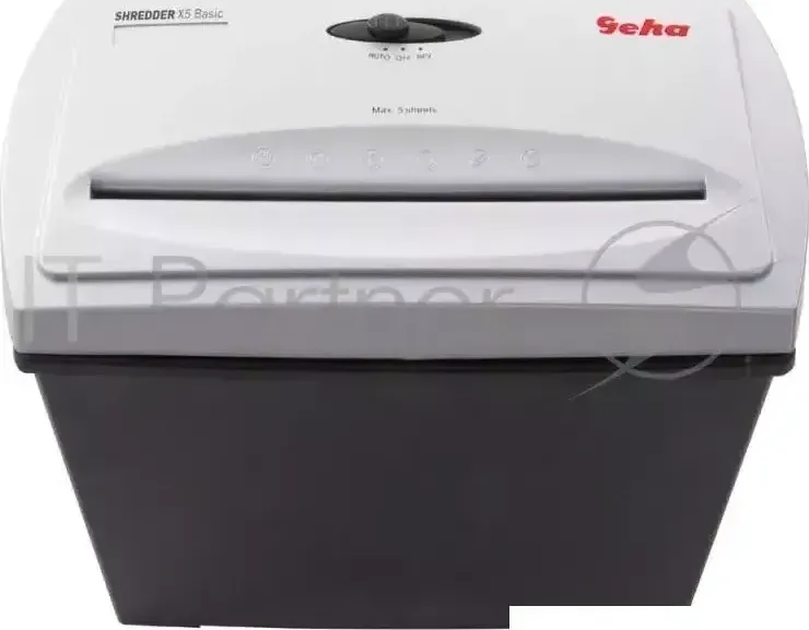 Шредер GEHA X5 4x40 Home Office уровень 3/фр4х40мм/5лист/11/Уничт:скрепки, скобы, пл.карты
