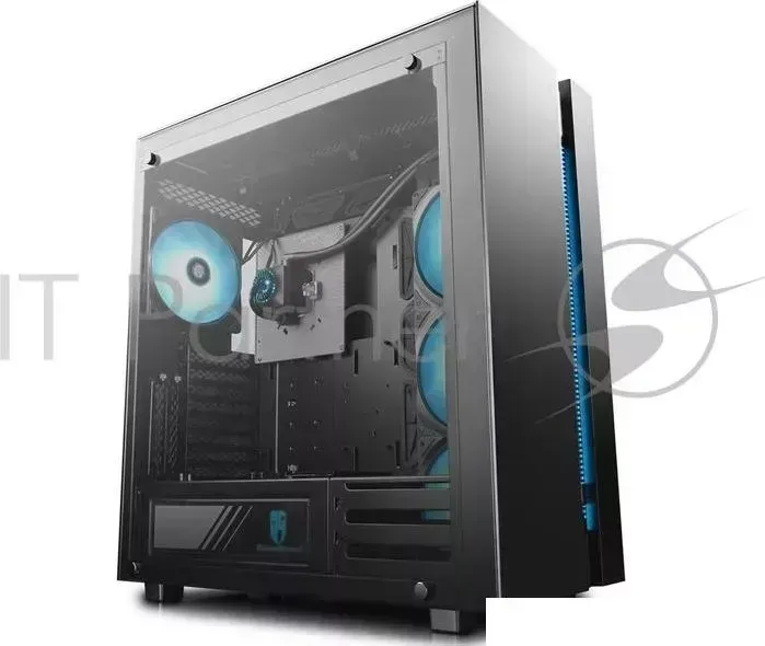 Корпус Deepcool NEW ARK 90 без БП, большое боковое окно, черный, установлена система водяного охлаждения с внешней потоковой трубкой, ATX DEEPCOOL 90 с