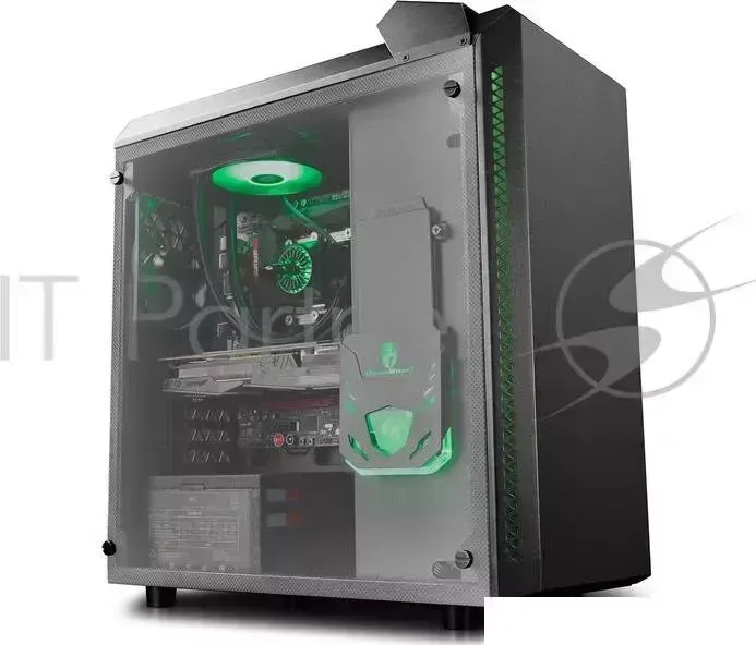 Корпус Deepcool BARONKASE LIQUID без БП, большое боковое окно, черный, установлена система водяного охлаждения с RGB подстветкой, ATX DEEPCOOL с