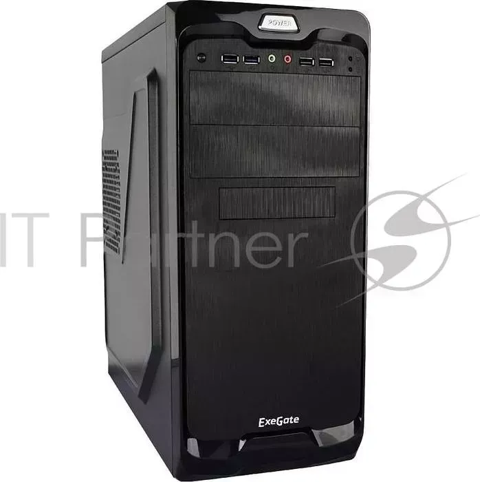 Корпус Miditower Exegate UN-604 Black, ATX, <UN400, 120mm> 2*USB+2*USB3.0, Audio