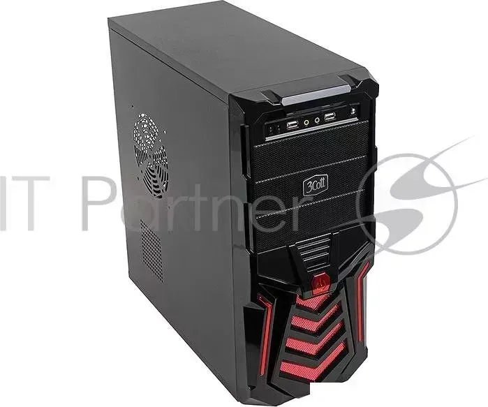 Корпус 3Cott 3C ATX110GR "Gladiator" для игрового компьютера, ATX, блок питания 500 Вт, выходы USB 2.0x2, аудиовыход, микрофонный вход, красный