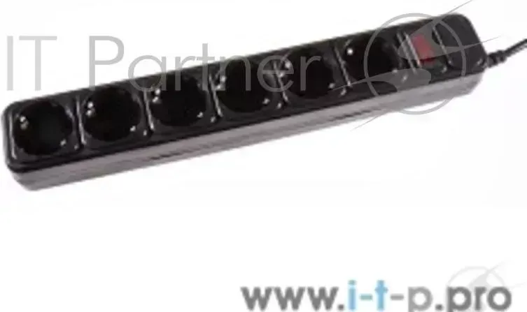 Сетевой фильтр 3Cott 3C SP1006B 1.8, 6 евро розеток с заземлением, 1,8 м, автоматический предохранитель, макс. мощность 2200 Вт, черный, коробка