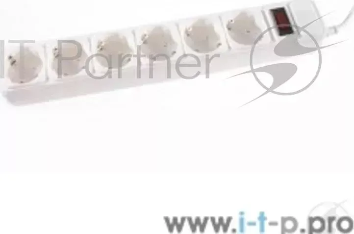 Сетевой фильтр 3Cott 3C SP1006W 5.0, 6 евро розеток с заземлением, 5,0 м, автоматический предохранитель, макс. мощность 2200 Вт, белый, коробка