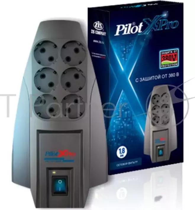 Сетевой фильтр PILOT X Pro 3м 6 розеток серый коробка