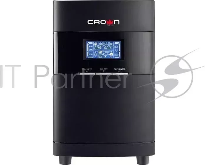 ИБП CROWN On-Line CMUOA-350-1K EURO 1000VA/900W, корпус металл, TOWER, АКБ 3*12V/7AH, PF-0.9, AVR 110-300V, порт RJ-11/45+USB/RS-232, EPO, розетки 2*EURO, входной кабель 2 м, вентилятор охлаждения, автомат, слот для SNMP, порт для доп. батарейных кабинето