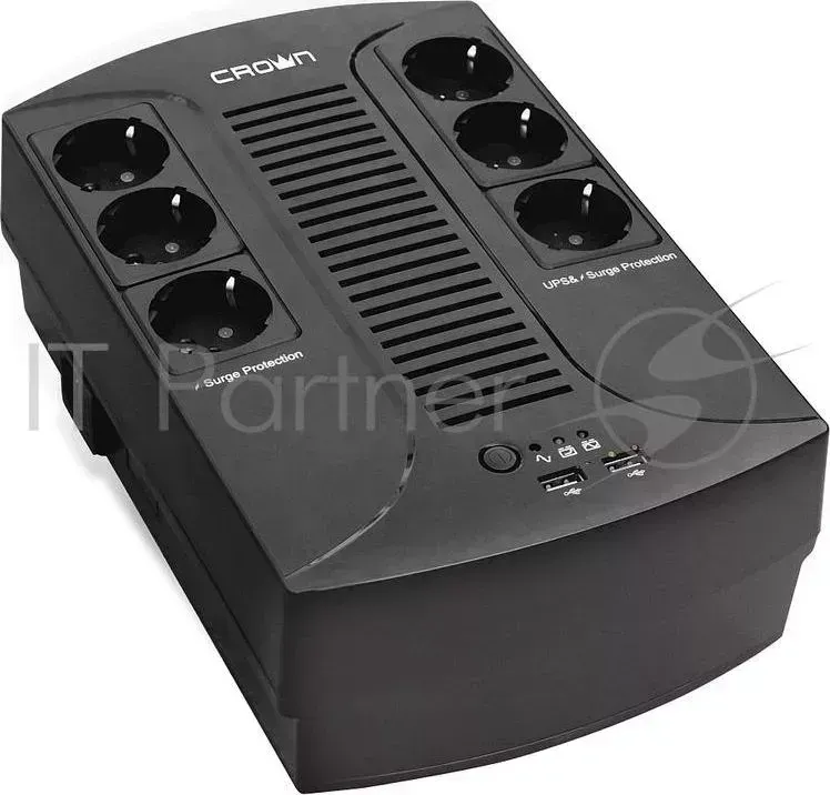 ИБП CROWN Line Intractive CMUS-265 EURO SMART 650VA\360W, корпус пластик, 1x12V/7AH, розетки 6*EURO, трансформатор AVR 220/230/240В ± 25%, съёмный каб CROWN ±