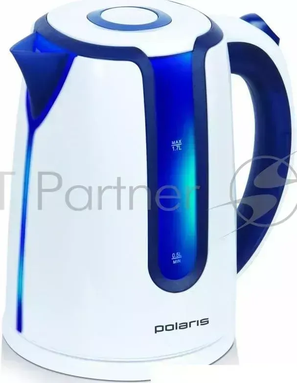 Чайник электрический POLARIS PWK 1754 CLWR 1.7л. 2200Вт белый/синий корпус: пластик
