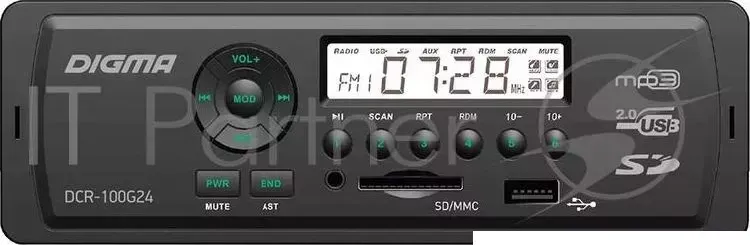 Автомагнитола DIGMA DCR 100G24 1DIN 4x45Вт