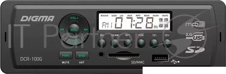 Автомагнитола DIGMA DCR 100G 1DIN 4x45Вт