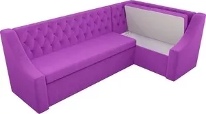 Фото №3 Кухонный угловой диван АртМебель Мерлин вельвет фиолетовый правый угол
