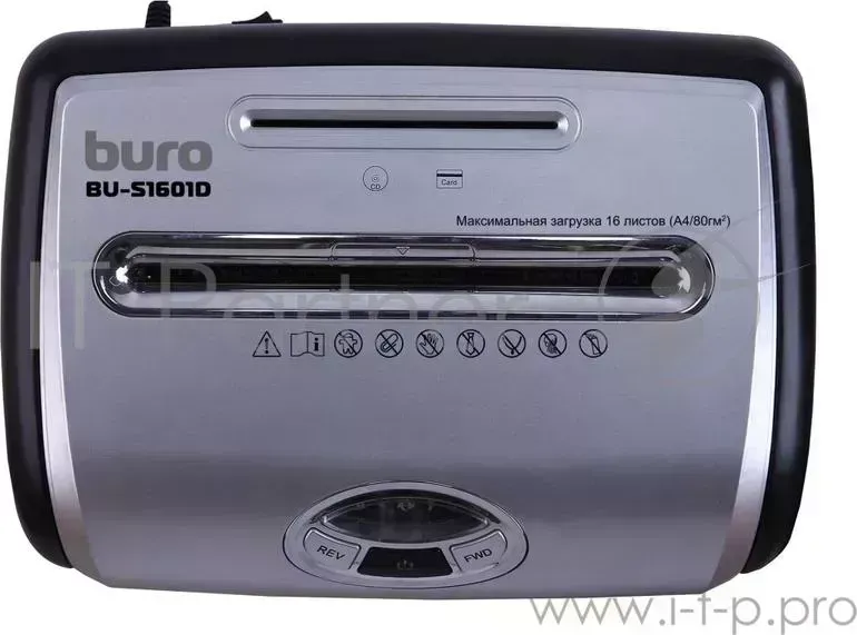 Шредер BURO Office BU-S1601D (секр.P-4)/фрагменты/16лист./18лтр./пл.карты/CD