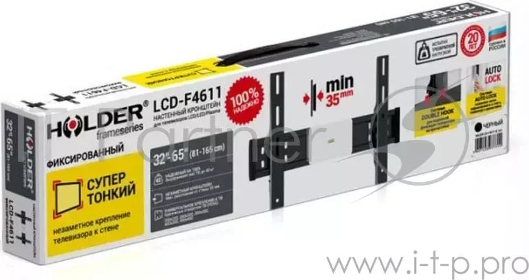 Кронштейн для телевизора HOLDER LCD F4611 черный 32" 65" макс.40кг настенный фиксированный