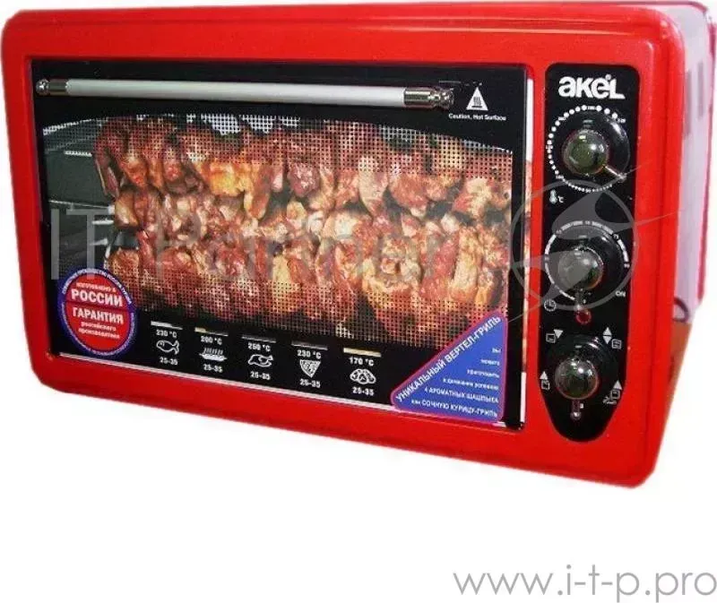 Шкаф AKEL AF 740 красный 36 л, терморег., таймер, гриль, повышенной мощности
