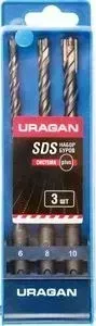 Набор свeрл по бетону URAGAN 3шт (901-25554-H3)