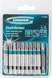 Набор бит GROSS PH3x50 сталь S2 10шт (11336)